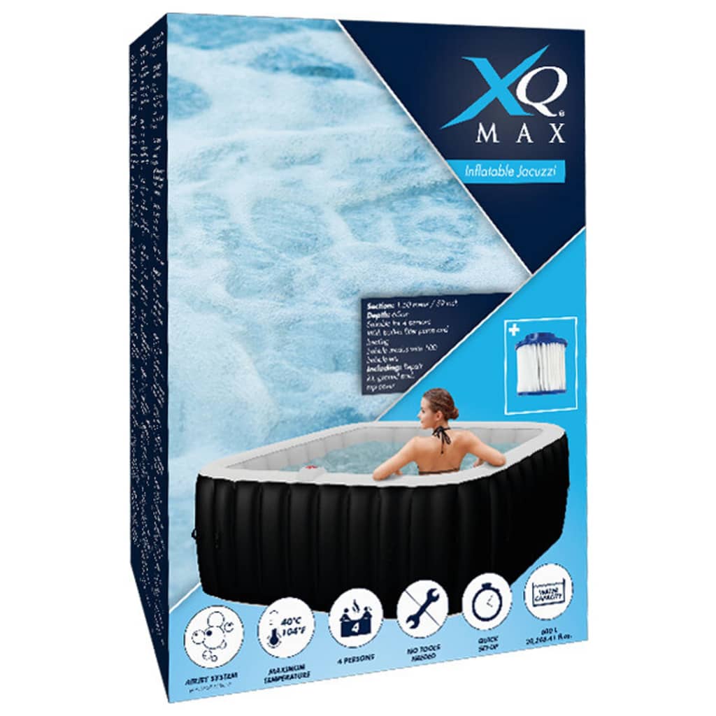Xq Max Hottub Opblaasbaar 145X145X65 Cm Zwart En Wit