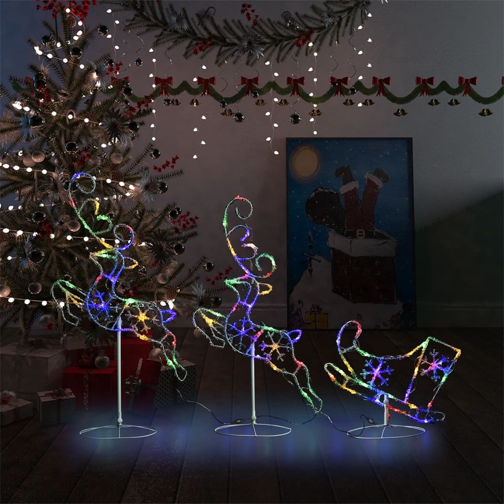 Kerstdecoratie Rendieren En Slee 260X21X87Cm Acryl