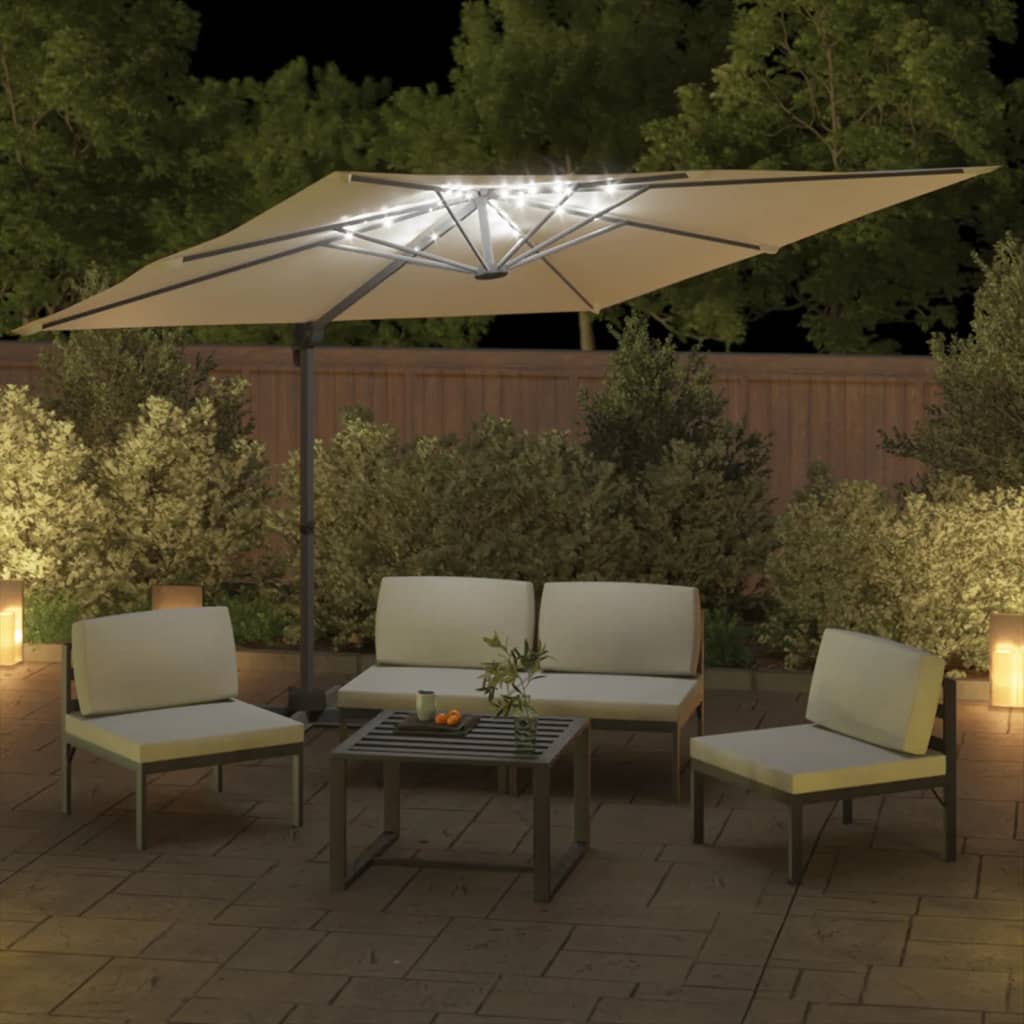 Zweefparasol Met Led-Verlichting 400X300 Cm Wit