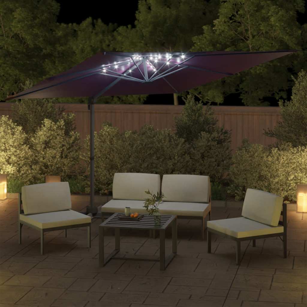 Zweefparasol Met Led-Verlichting 400X300 Cm Bordeaux