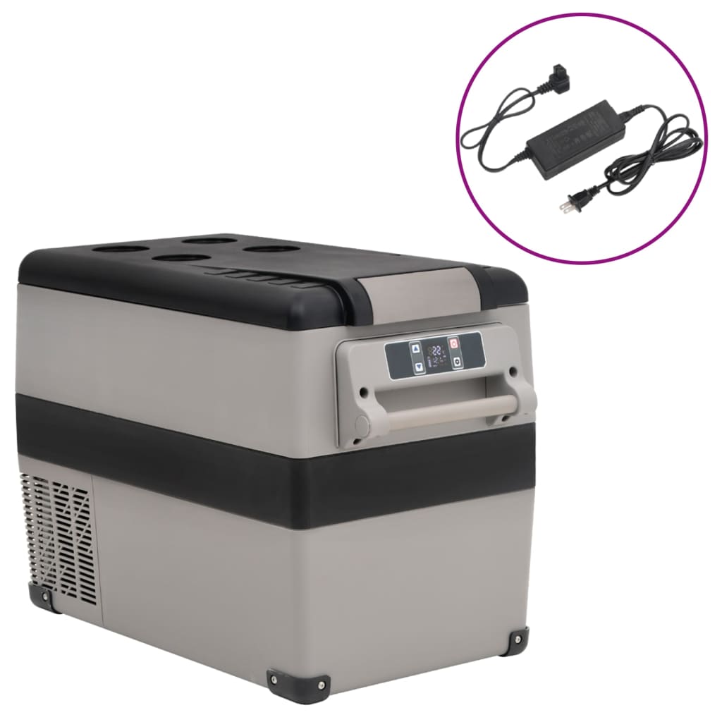 Koelbox Met Handvat En Adapter Pp & Pe Zwart En Grijs