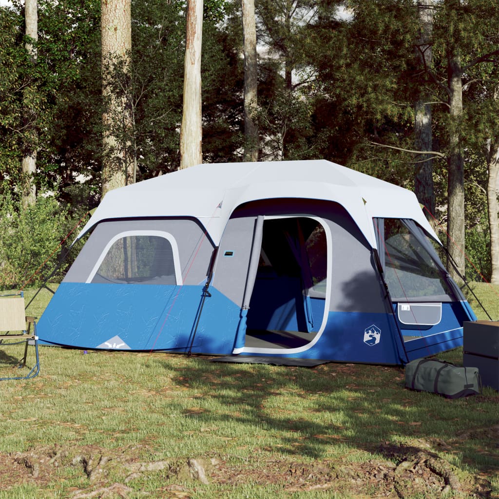 Tent 9-Persoons Waterdicht Met Led Lichtblauw