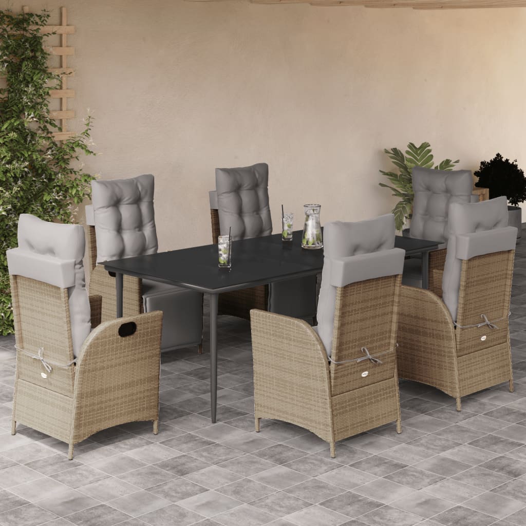 5-Delige Tuinset Met Kussens Poly Rattan Gemengd Beige