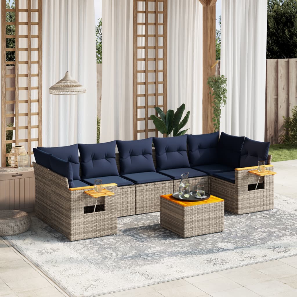 8-Delige Loungeset Met Kussens Poly Rattan