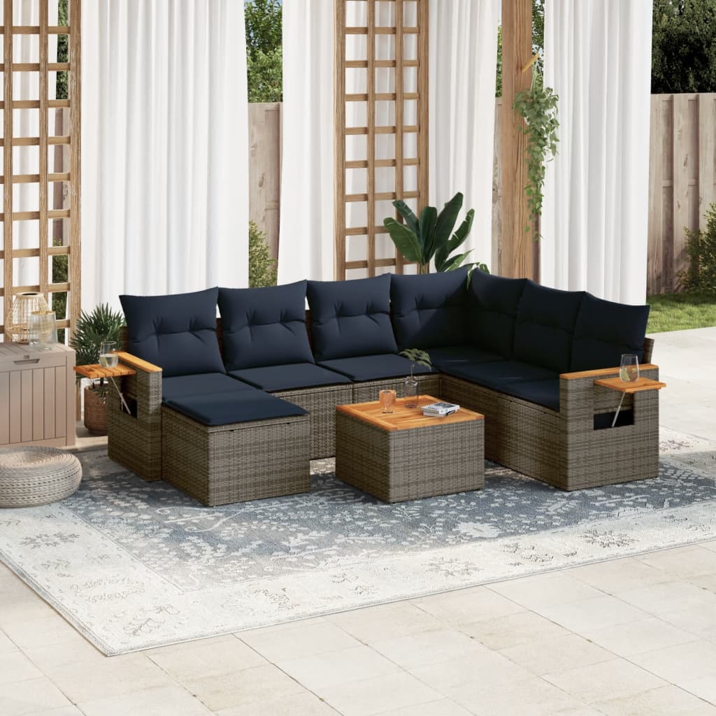 8-Delige Loungeset Met Kussens Poly Rattan