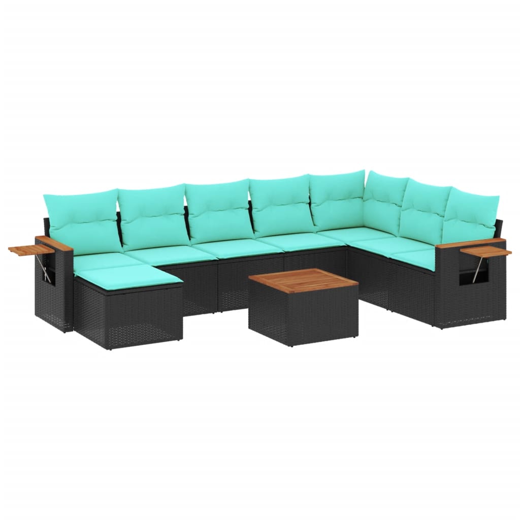 9-Delige Loungeset Met Kussens Poly Rattan