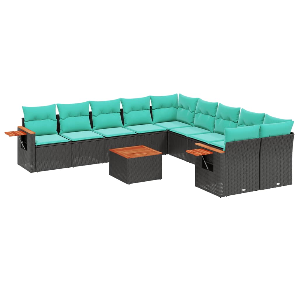 1 Loungeset Met Kussens Poly Rattan