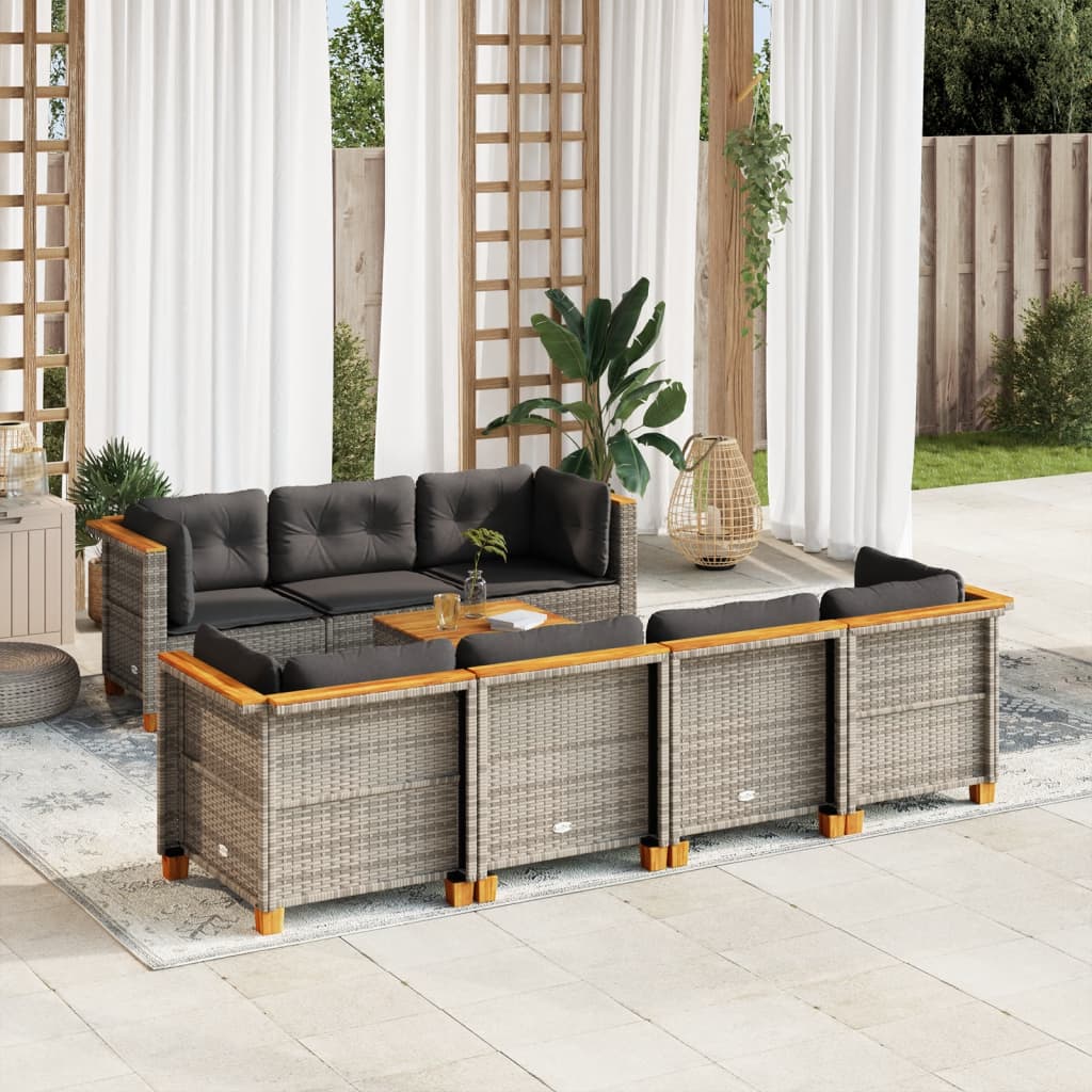 8-Delige Loungeset Met Kussens Poly Rattan
