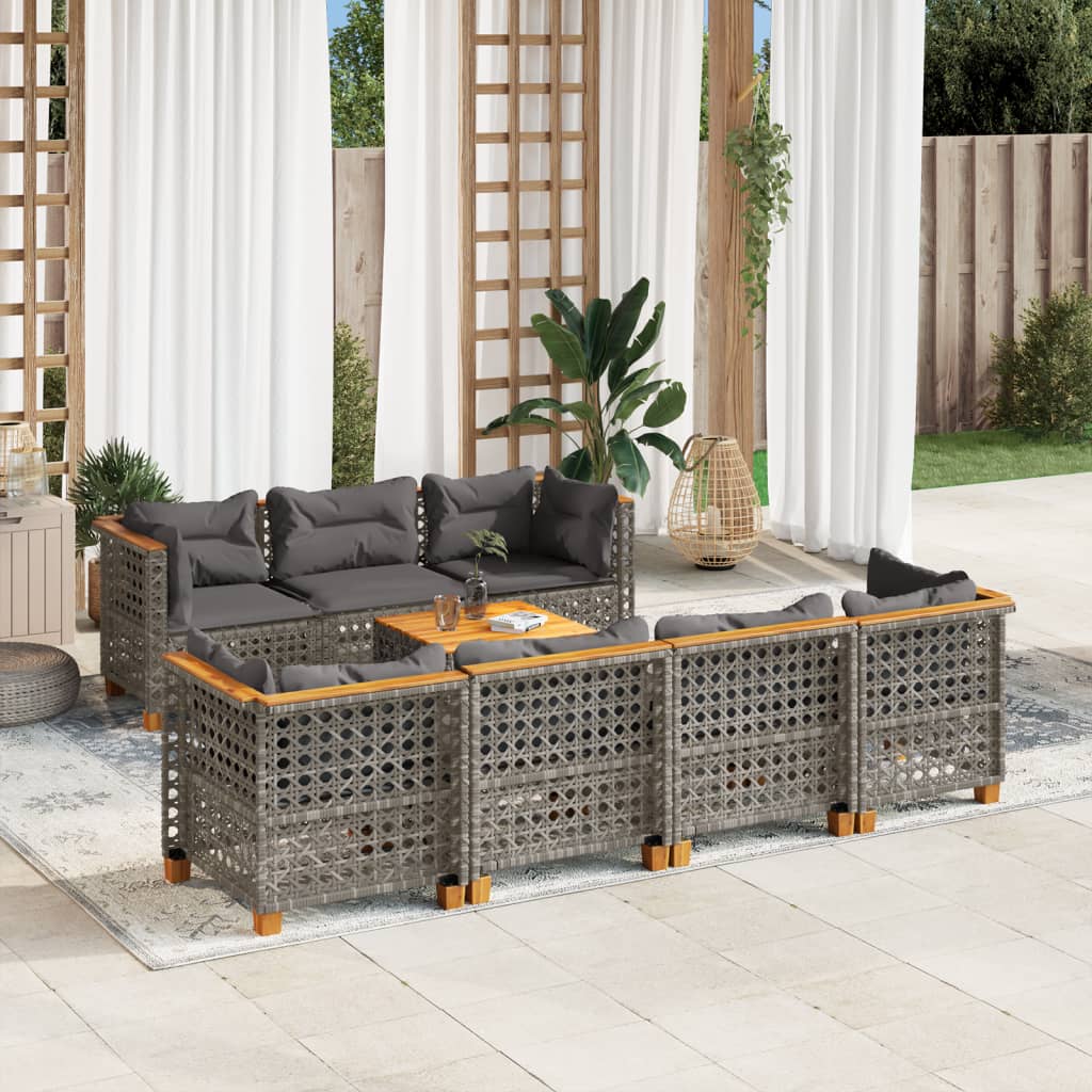 8-Delige Loungeset Met Kussens Poly Rattan