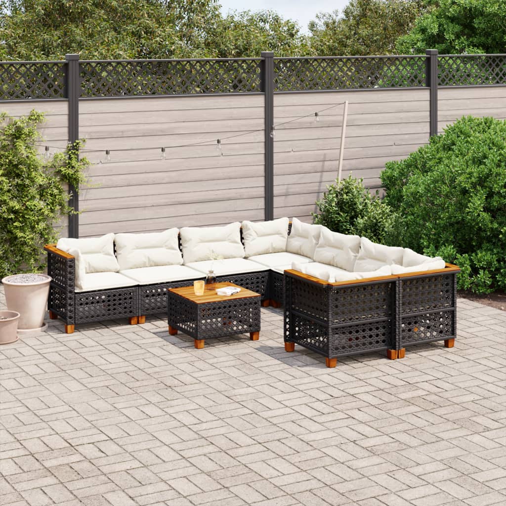 9-Delige Loungeset Met Kussens Poly Rattan