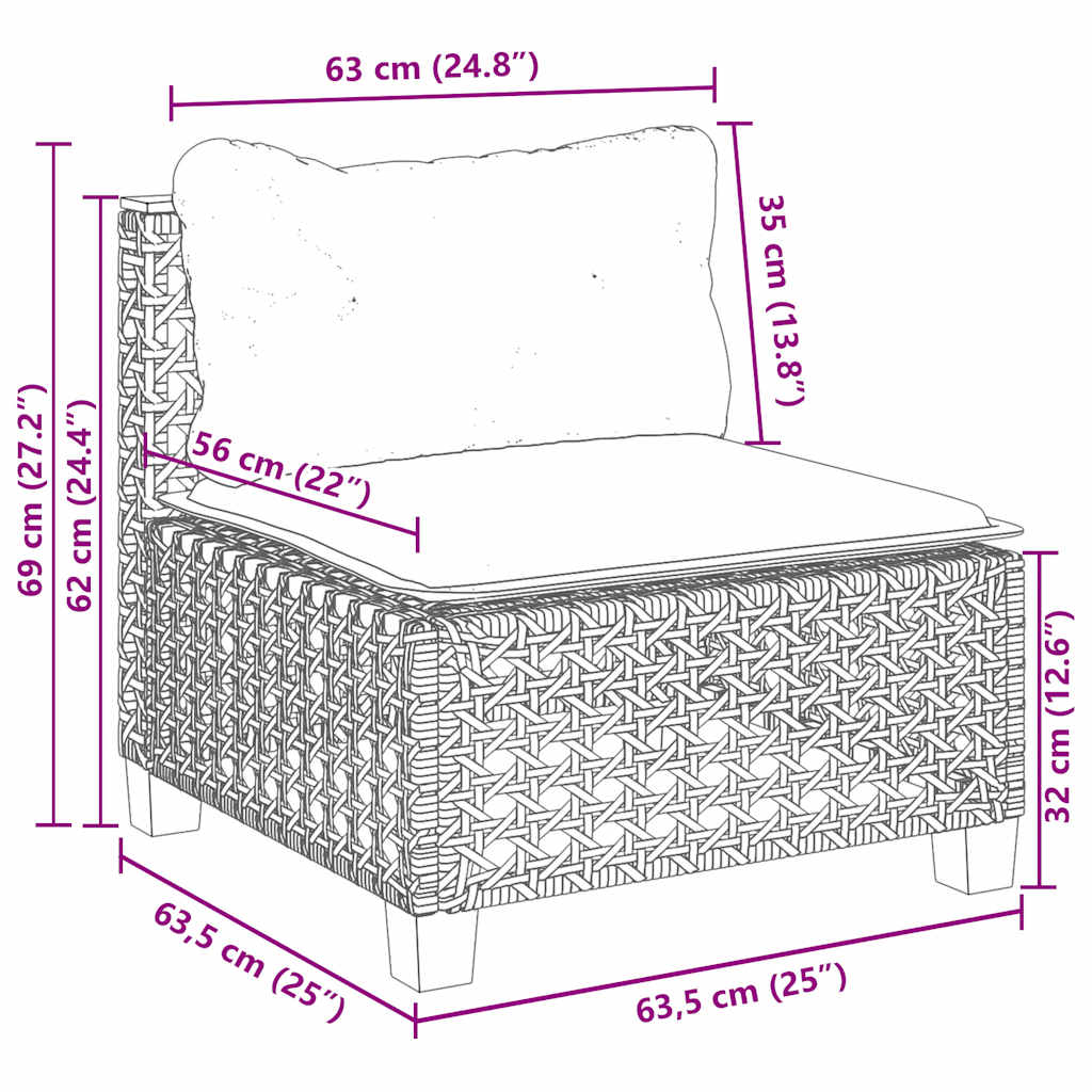 5-Delige Loungeset Met Kussens Poly Rattan Beige