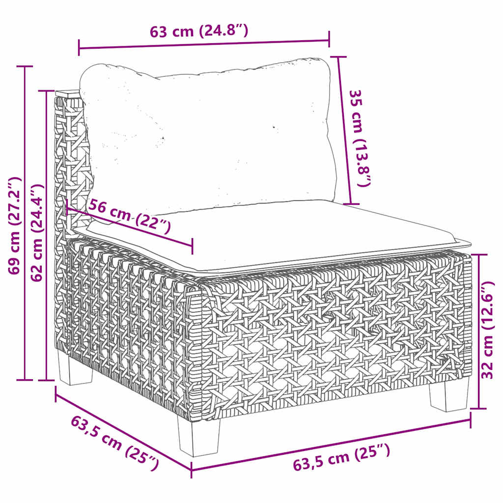 8-Delige Loungeset Met Kussens Poly Rattan Beige