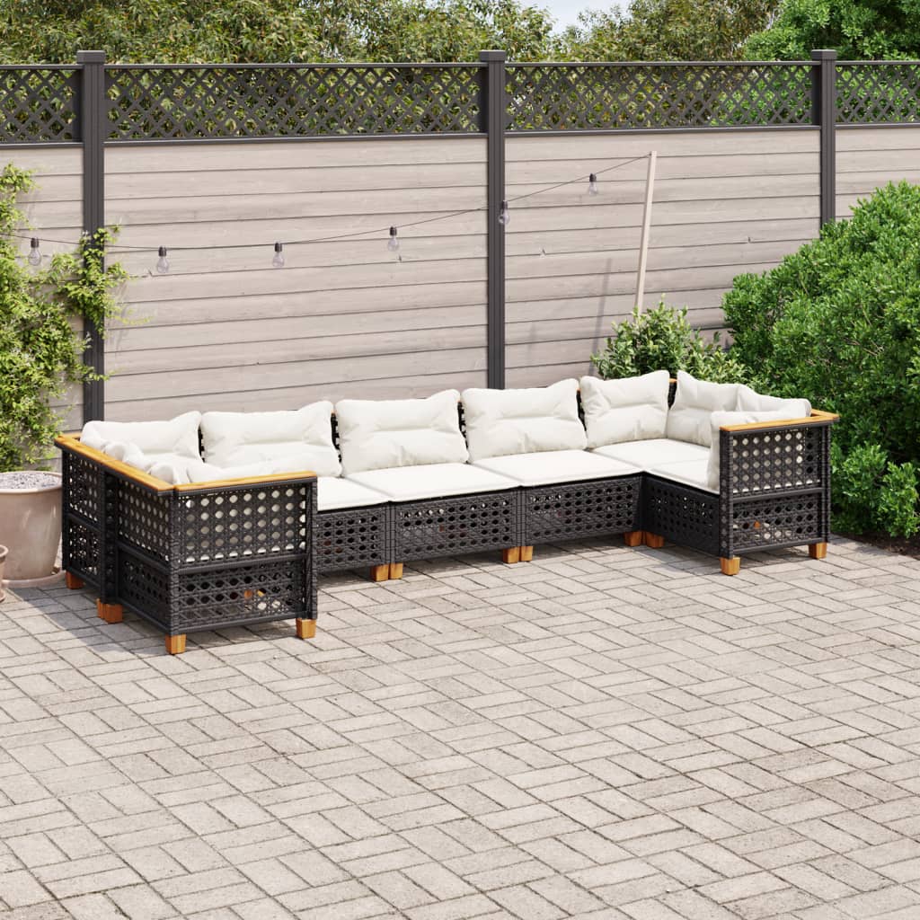 7-Delige Loungeset Met Kussens Poly Rattan