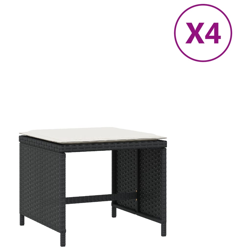 Tuinkrukken 4 St Met Kussens 40X40X35 Cm Poly Rattan Zwart