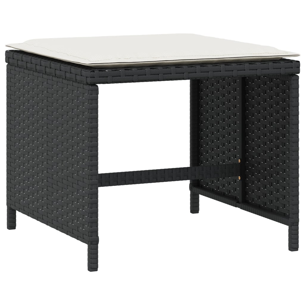 Tuinkrukken 4 St Met Kussens 40X40X35 Cm Poly Rattan Zwart