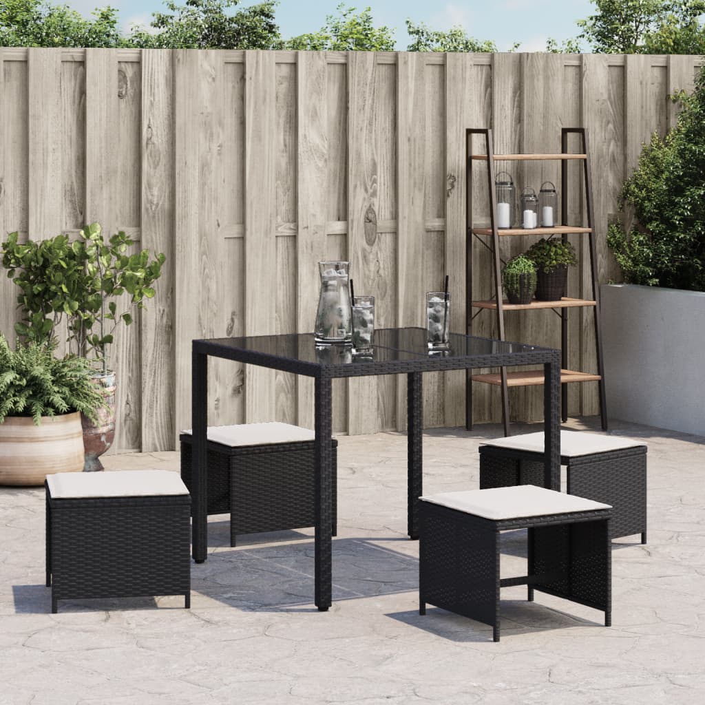 Tuinkrukken 4 St Met Kussens 40X40X35 Cm Poly Rattan Zwart