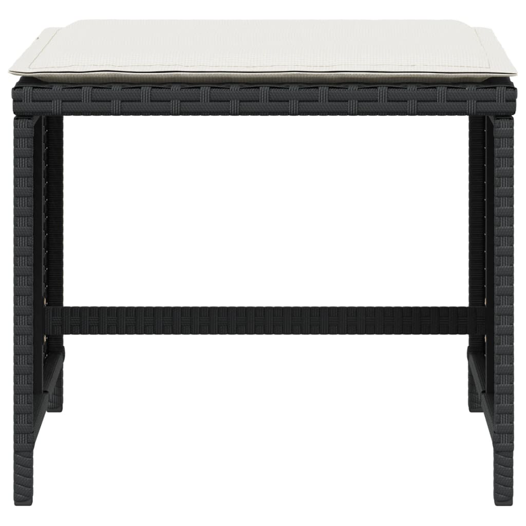 Tuinkrukken 4 St Met Kussens 40X40X35 Cm Poly Rattan Zwart