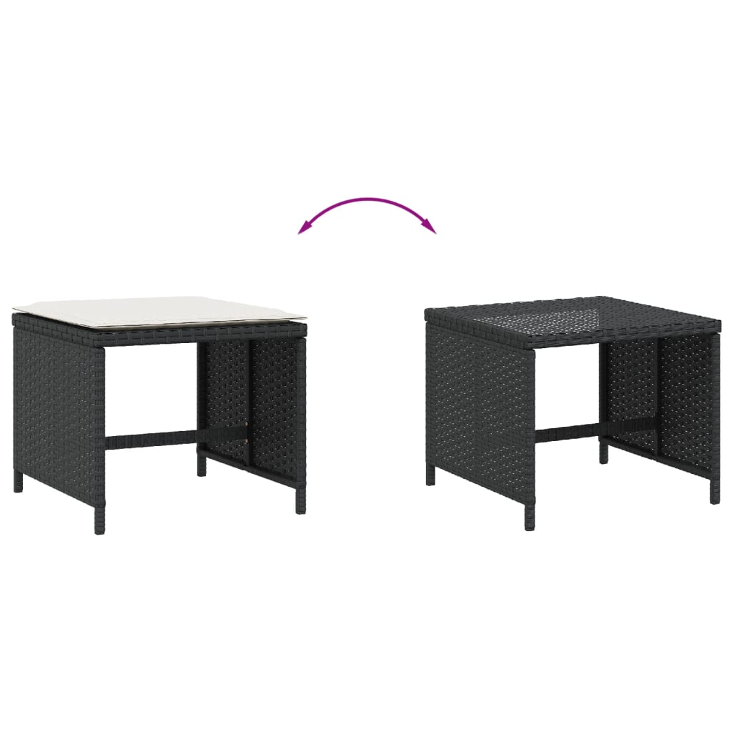 Tuinkrukken 4 St Met Kussens 40X40X35 Cm Poly Rattan Zwart