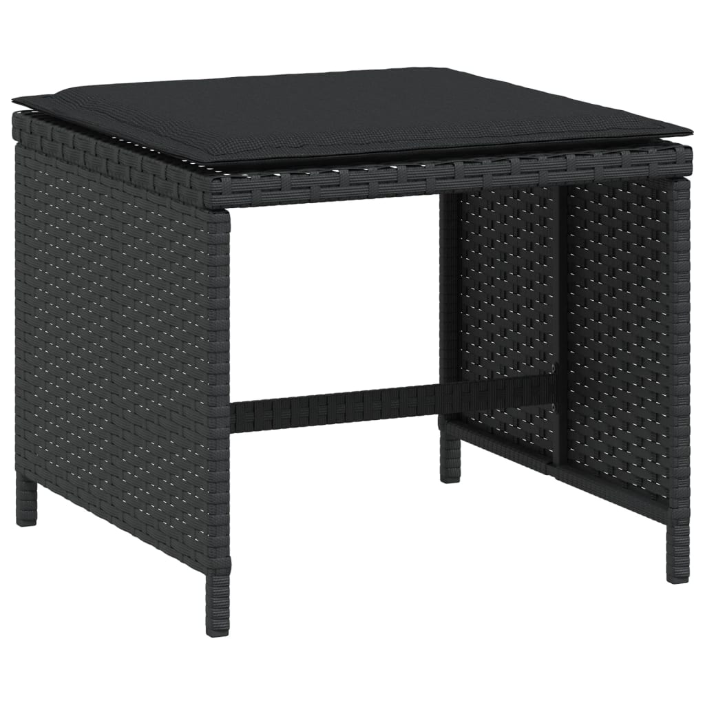 Tuinkrukken 4 St Met Kussens 40X40X35 Cm Poly Rattan Zwart Antraciet En Wit