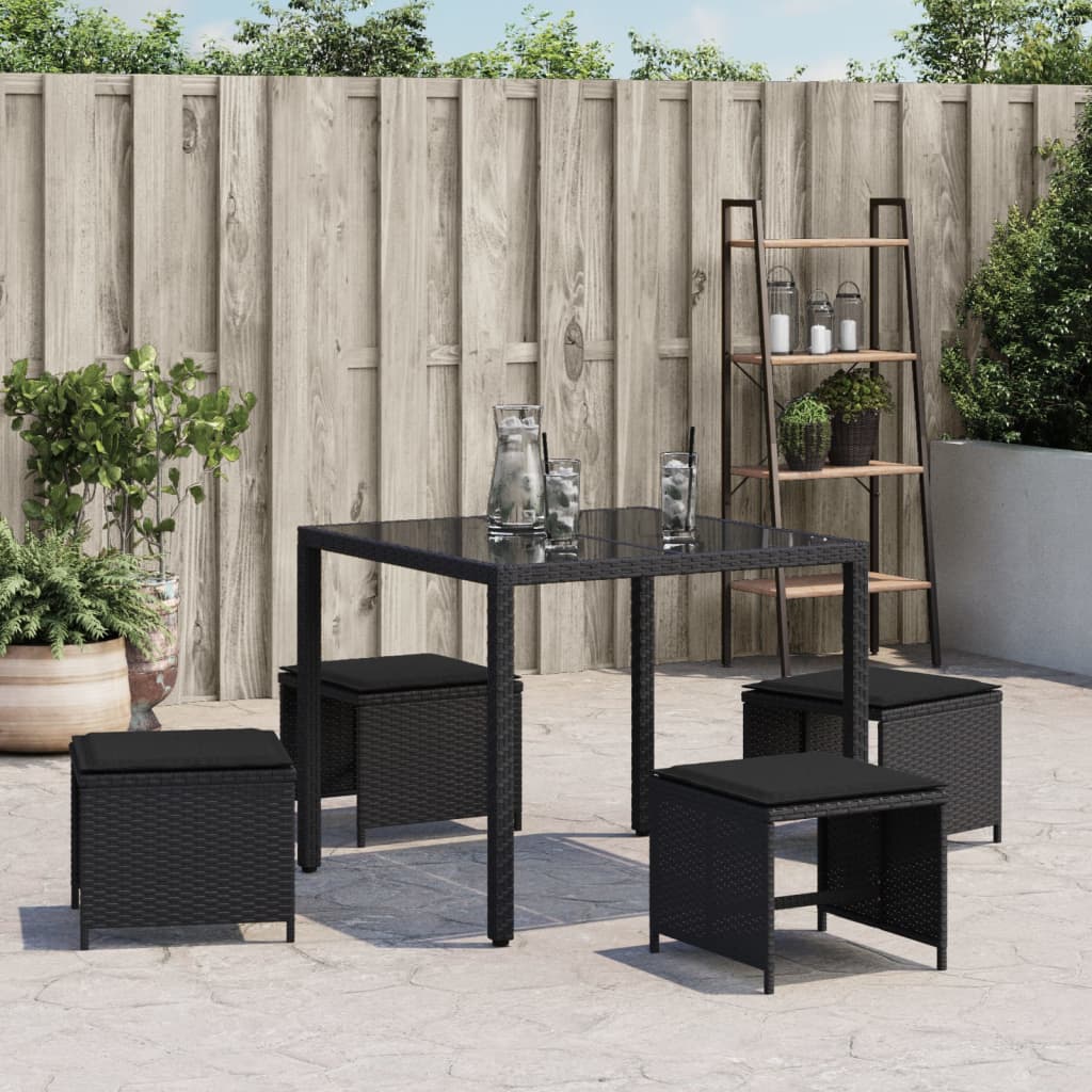 Tuinkrukken 4 St Met Kussens 40X40X35 Cm Poly Rattan Zwart Antraciet En Wit