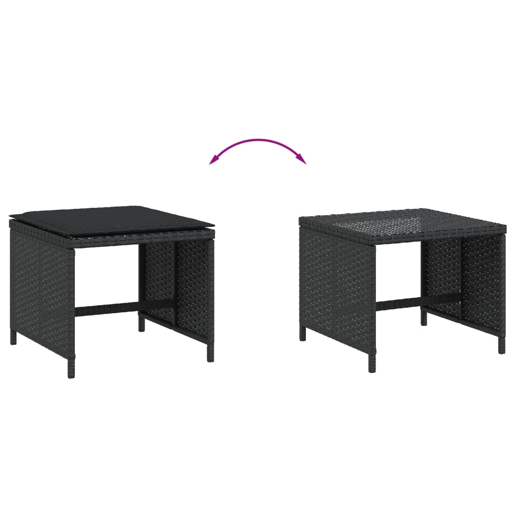 Tuinkrukken 4 St Met Kussens 40X40X35 Cm Poly Rattan Zwart Antraciet En Wit