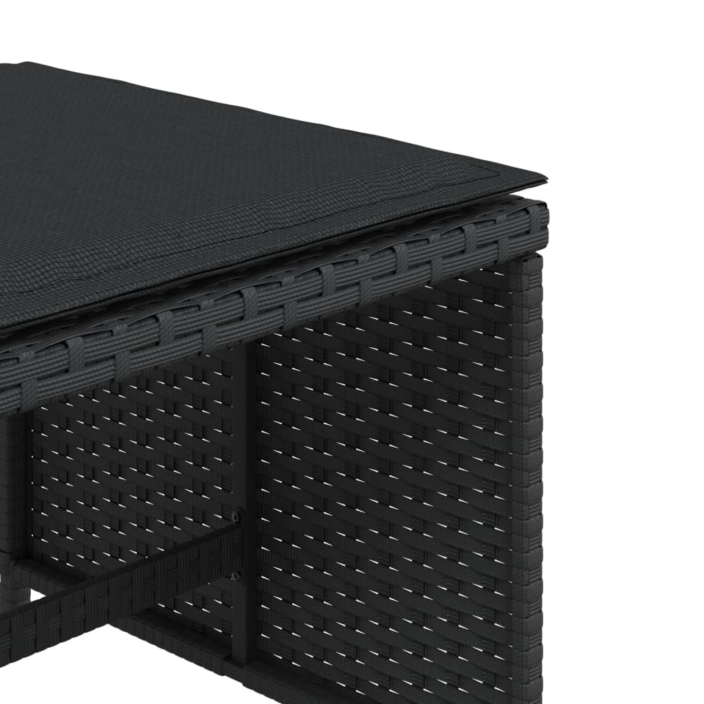 Tuinkrukken 4 St Met Kussens 40X40X35 Cm Poly Rattan Zwart Antraciet En Wit