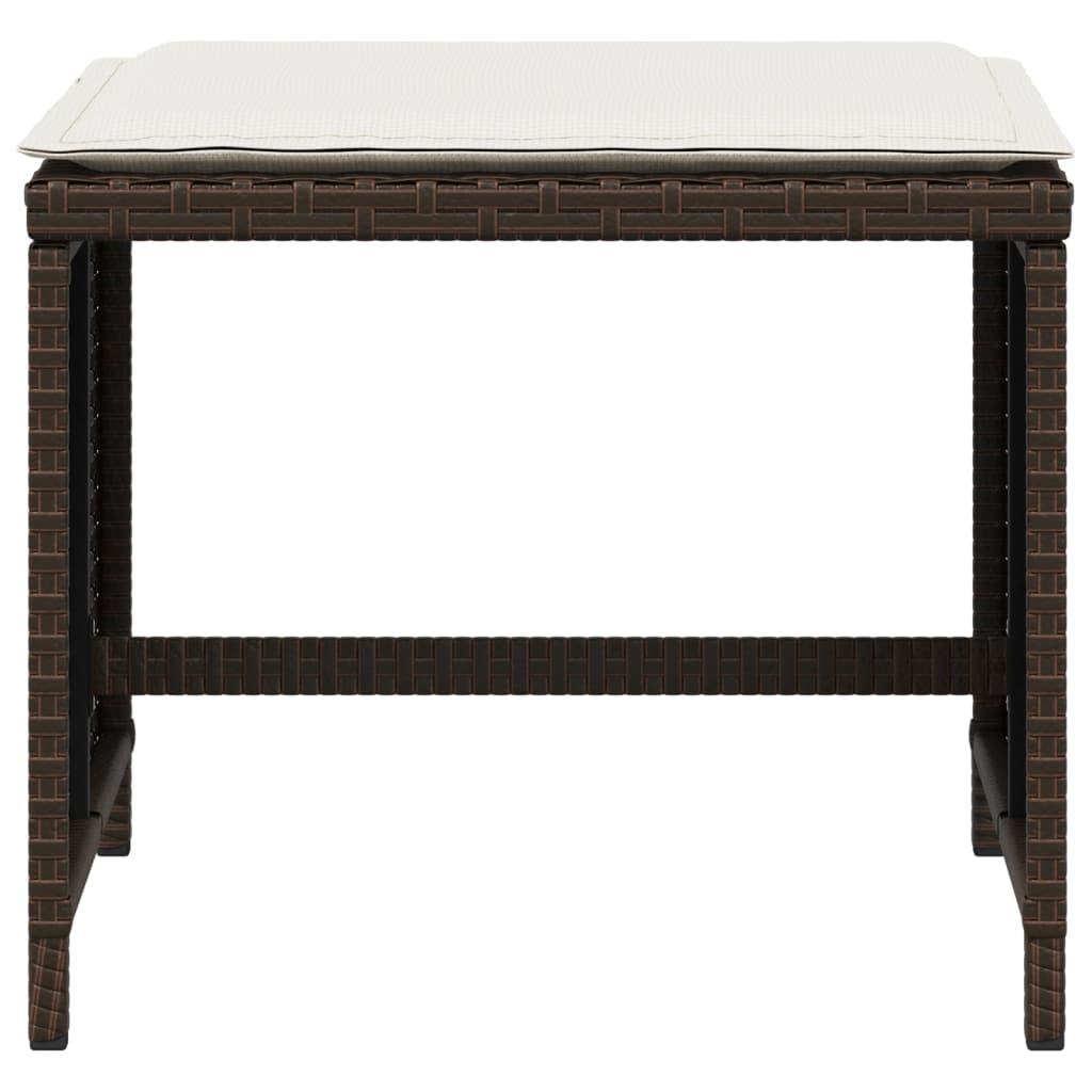 Tuinkrukken 4 St Met Kussens 40X40X35 Cm Poly Rattan Bruin Beige