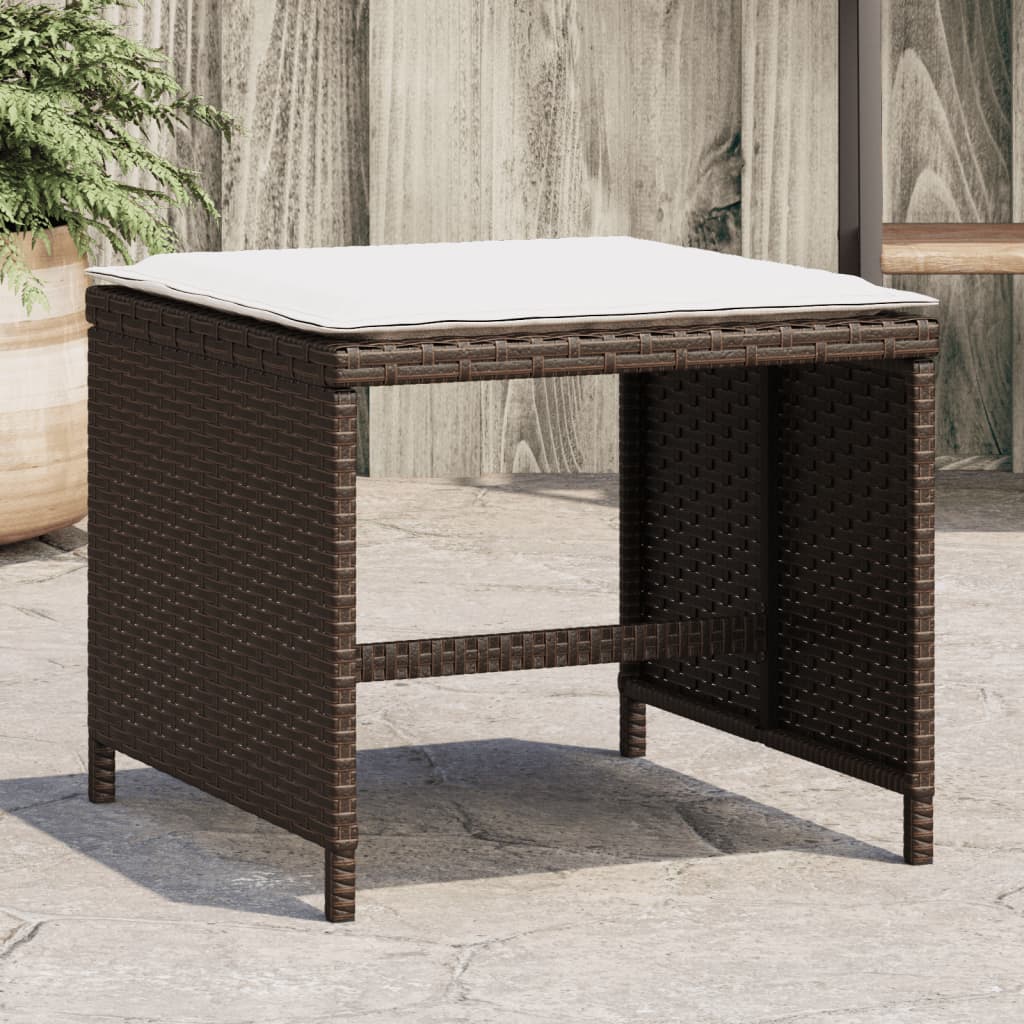 Tuinkrukken 4 St Met Kussens 40X40X35 Cm Poly Rattan Bruin Beige