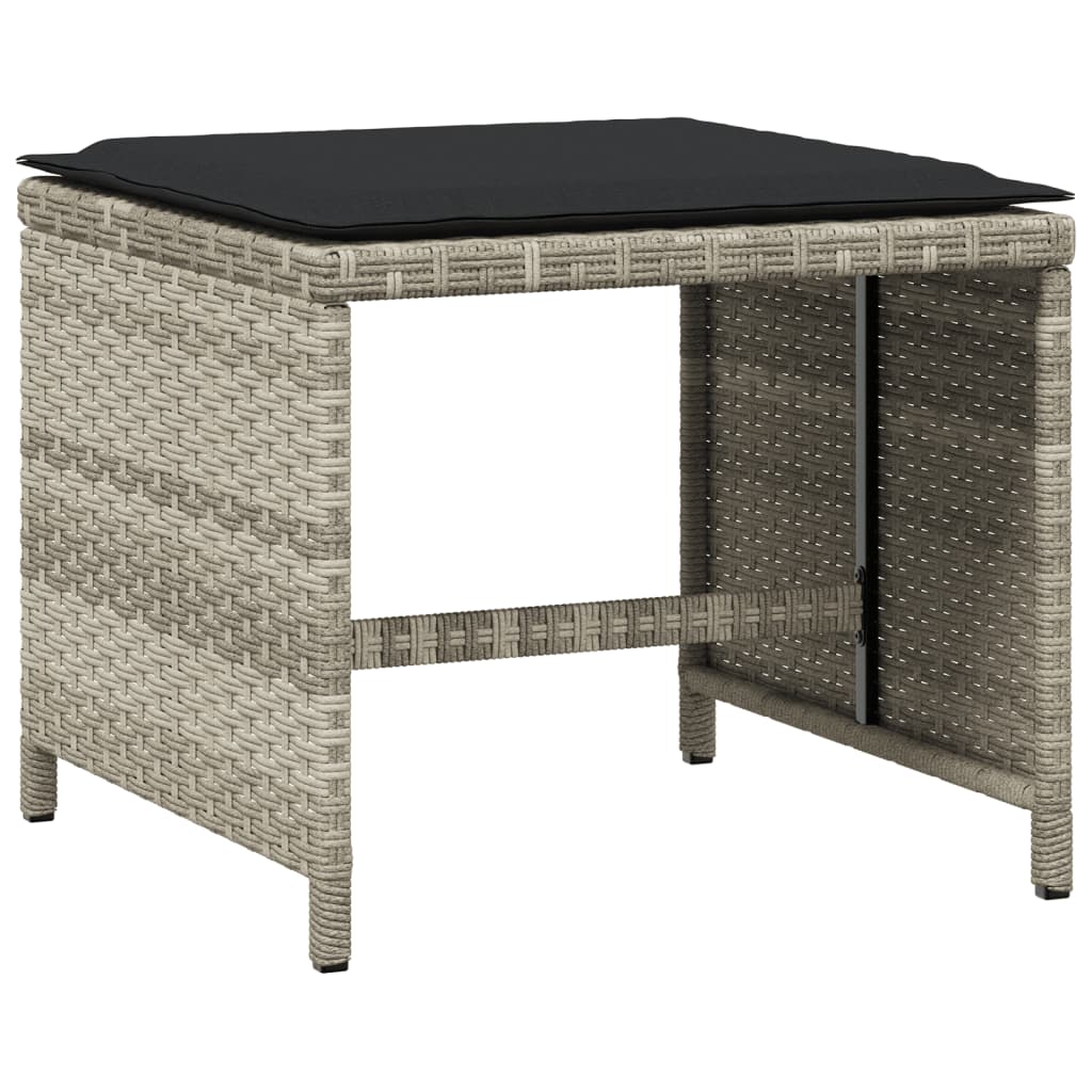 Tuinkrukken 4 St Met Kussens 40X40X35 Cm Poly Rattan Lichtgrijs
