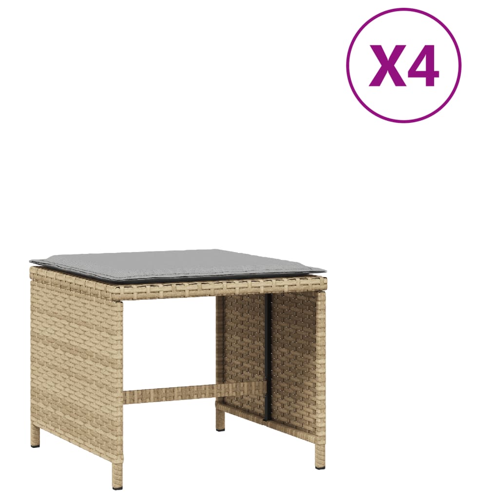Tuinkrukken 4 St Kussens 40X40X35 Cm Poly Rattan Gemengd Beige Bruin