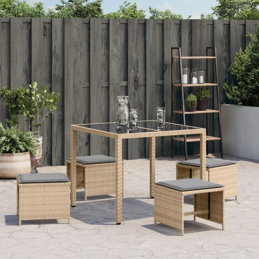 Tuinkrukken 4 St Kussens 40X40X35 Cm Poly Rattan Gemengd Beige Bruin