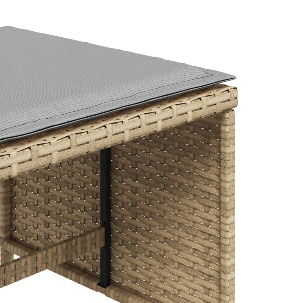 Tuinkrukken 4 St Kussens 40X40X35 Cm Poly Rattan Gemengd Beige Bruin