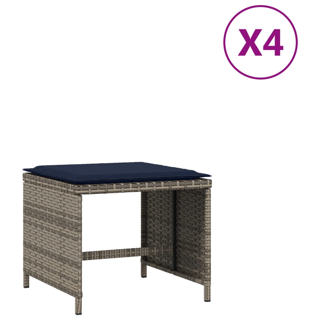 Tuinkrukken 4 St Met Kussens 40X40X35 Cm Poly Rattan Grijs