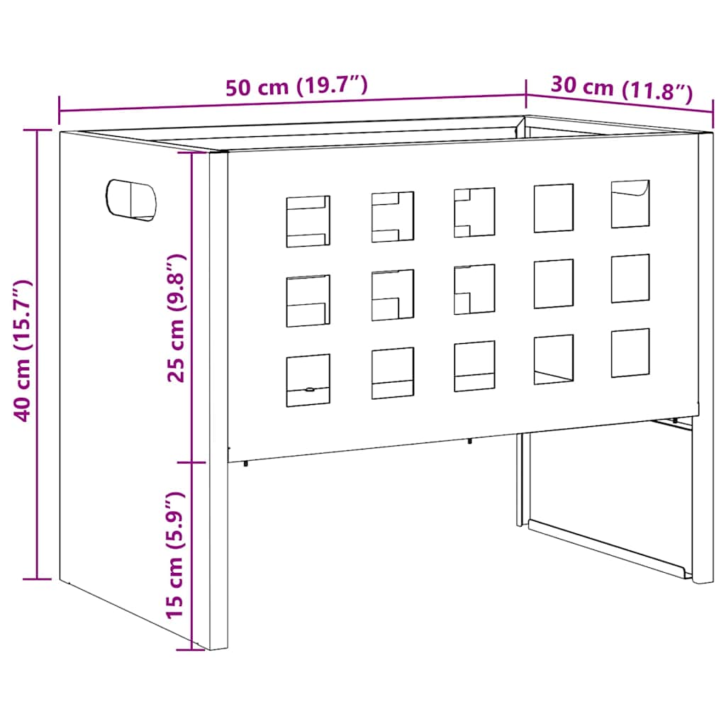 Vuurkorf Zwart 50 X 30 X 40 Cm Koudgewalst Staal
