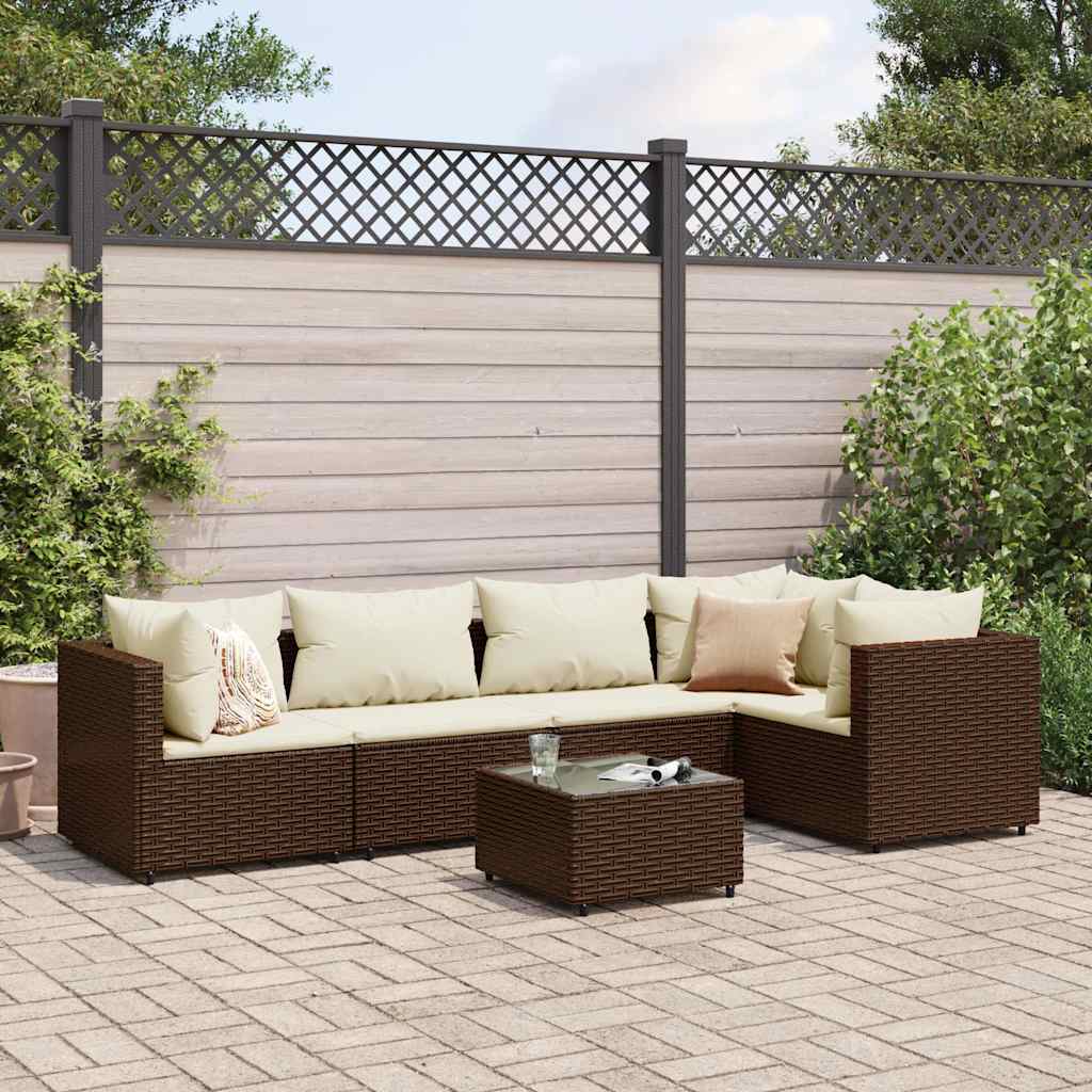 6-Delige Loungeset Met Kussens Poly Rattan