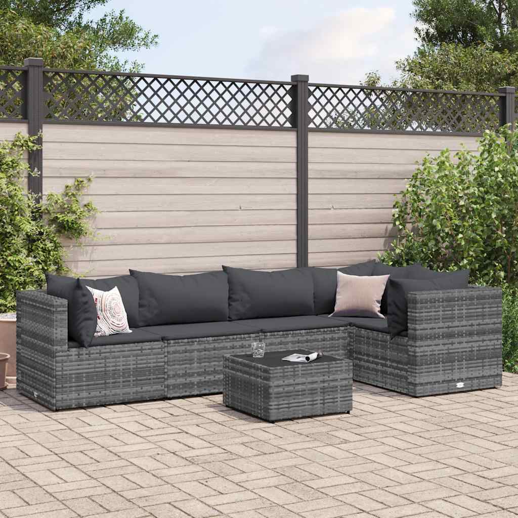 6-Delige Loungeset Met Kussens Poly Rattan