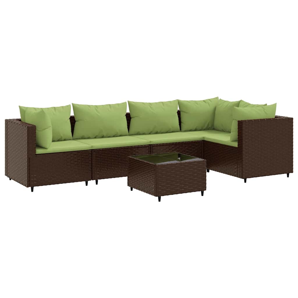 6-Delige Loungeset Met Kussens Poly Rattan
