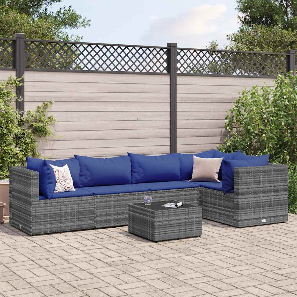 6-Delige Loungeset Met Kussens Poly Rattan