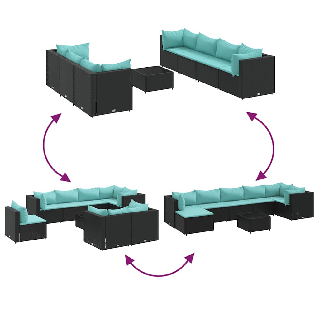 8-Delige Loungeset Met Kussens Poly Rattan