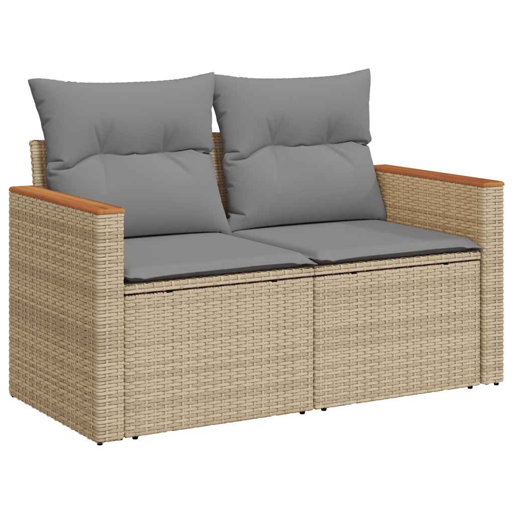 5-Delige Loungeset Met Kussens Poly Rattan En Acaciahout