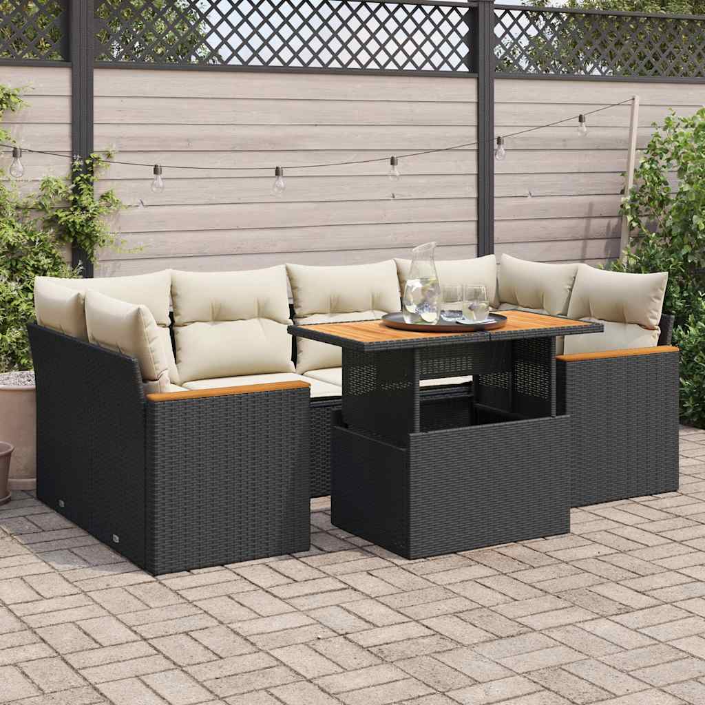 6-Delige Loungeset Met Kussens Poly Rattan Acacia
