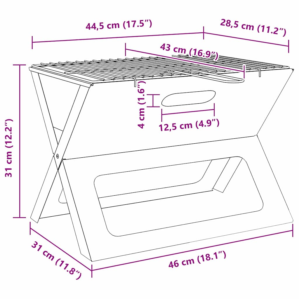 Buiten Grill Zwart 46 X 30 X 31 Cm Staal