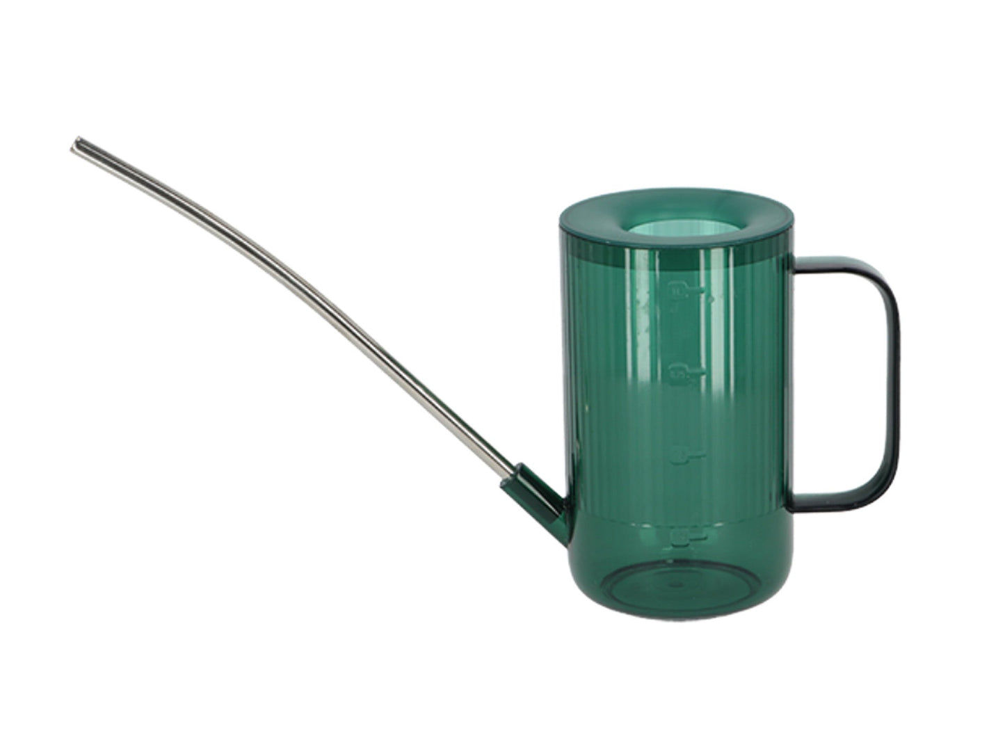 Ribbed Watering Can - 22 Cm - Plastic With Stainless Steel Spout - Gray - Green - Brown