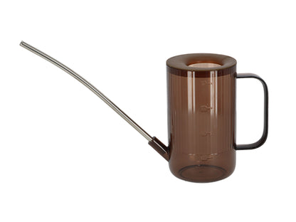 Ribbed Watering Can - 22 Cm - Plastic With Stainless Steel Spout - Gray - Green - Brown