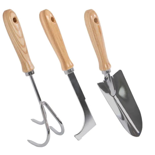 Gardening Tool Set - Hand Weeder, Joint Scraper & Transplanting Trowel - Galvanized Steel