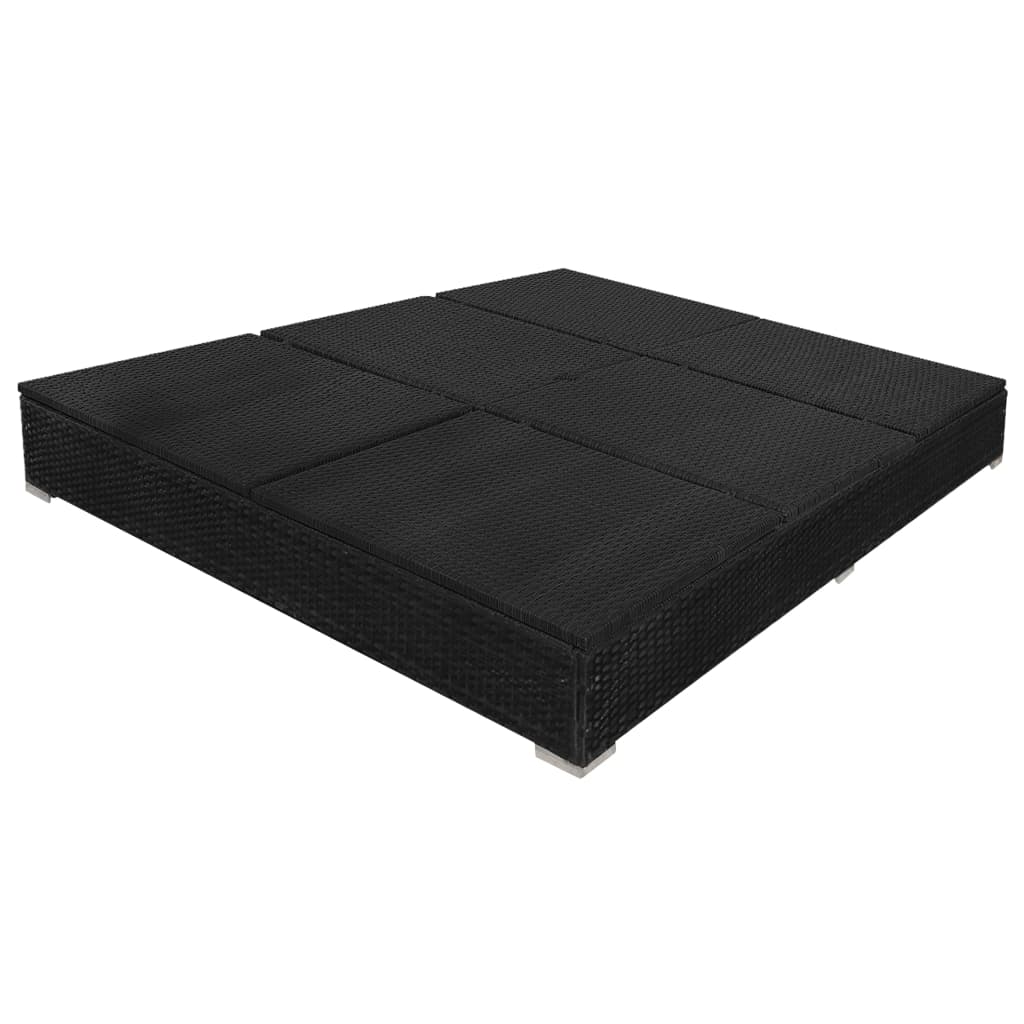 Loungebed Met Parasol Poly Rattan