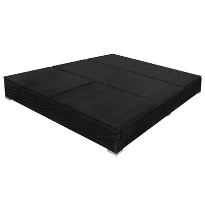Loungebed Met Parasol Poly Rattan