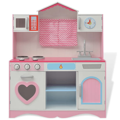 Speelgoedkeuken Roze En Wit 82X30X100 Cm Hout Hoogglans Wit