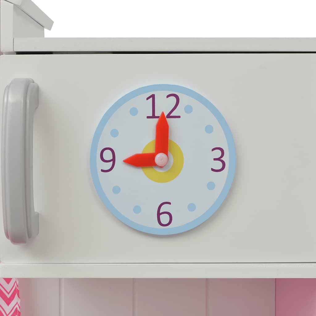 Speelgoedkeuken Roze En Wit 82X30X100 Cm Hout Hoogglans Wit