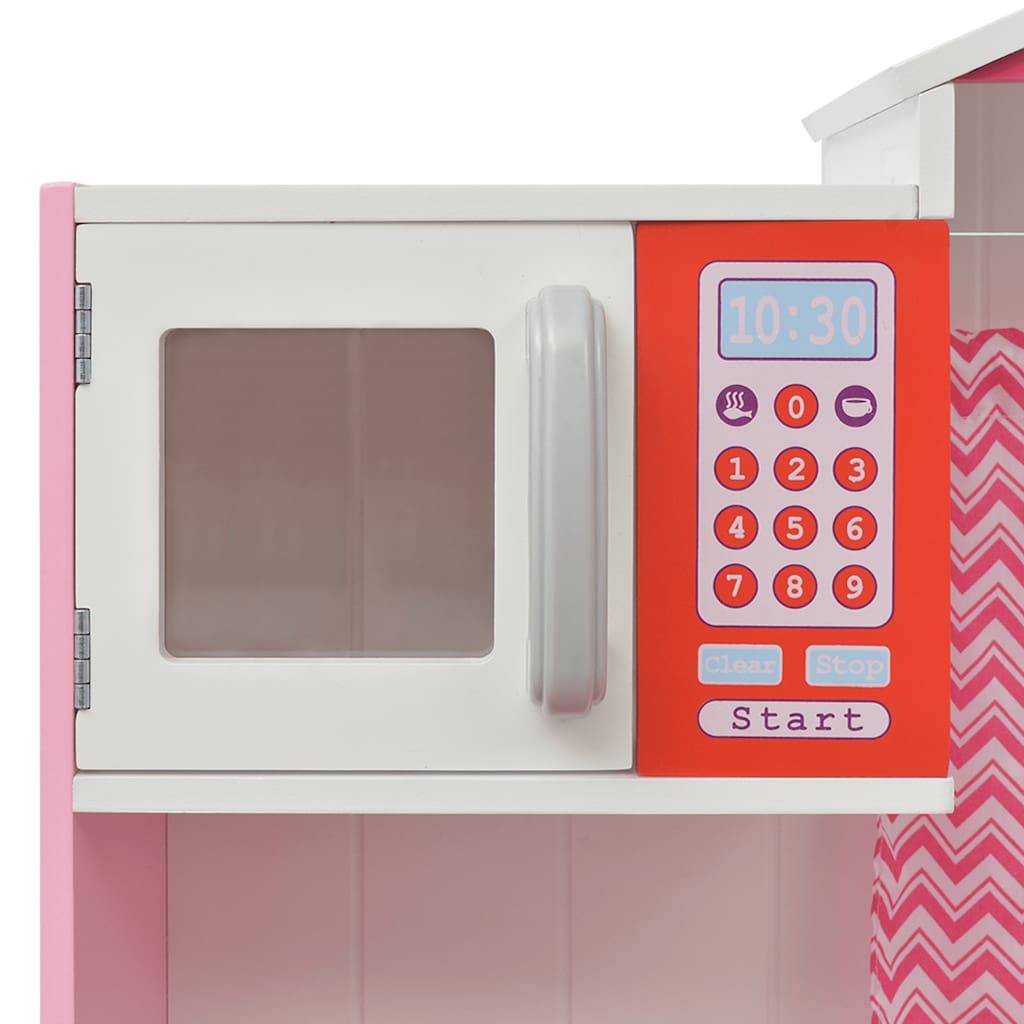 Speelgoedkeuken Roze En Wit 82X30X100 Cm Hout Hoogglans Wit